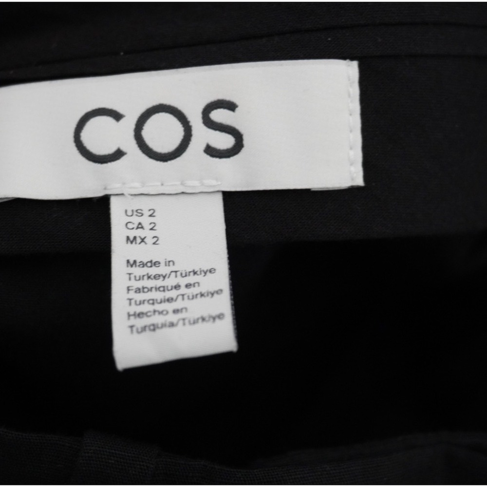 COS Black Wide‎ Leg Trousers Lyocell Linen Blend High Waisted Pants Size 2 - Picture 7 of 15
